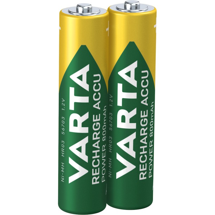 Varta Recharge Accu Power AAA 800 mAh Blister da 2 (Batteria NiMH Accu Precaricata, Micro,...