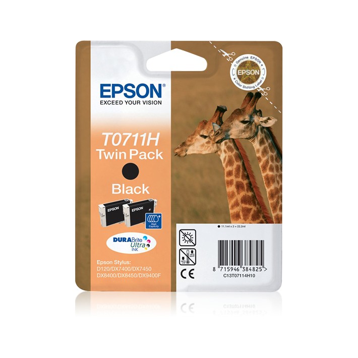 Epson Giraffe Confezione doppia Nero T0711H Inchiostri DURABrite Ultra