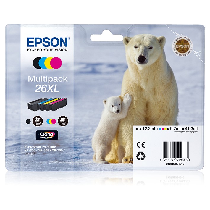 Epson Polar bear Multipack 26XL (4 colori XL : NCMG)