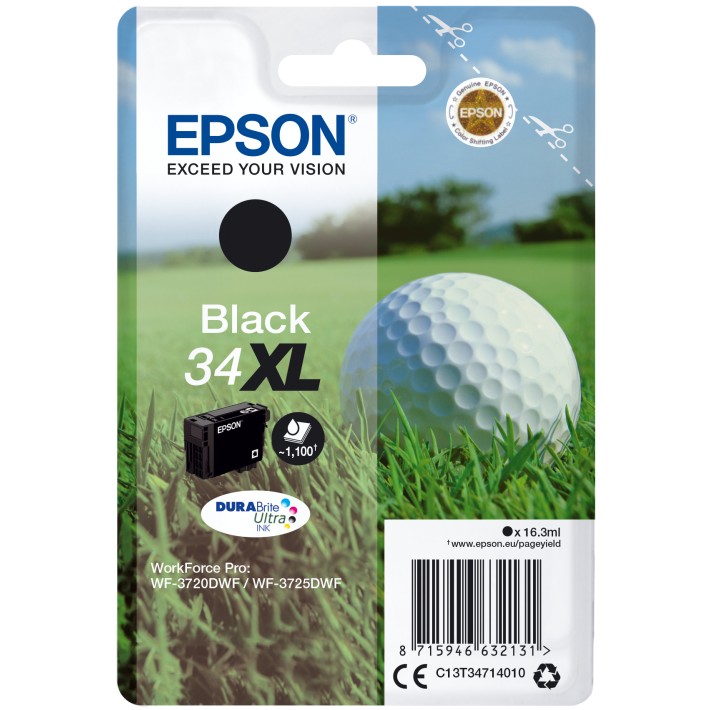 Epson Golf ball Singlepack Black 34XL DURABrite...