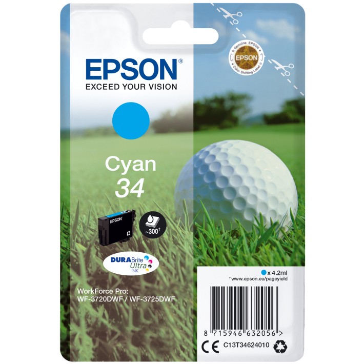 Epson Golf ball Singlepack Cyan 34 DURABrite...