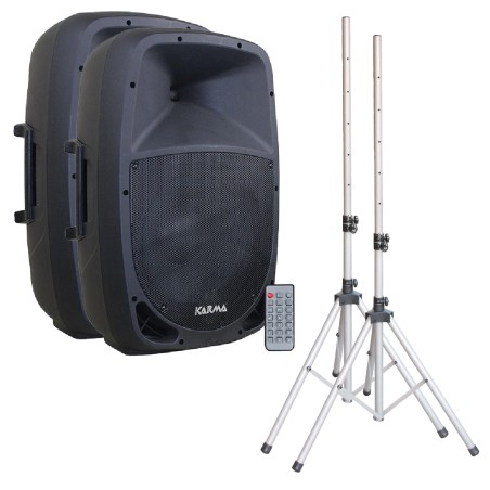 Kit Casse All in One - 700W - Treppiedi, 4 microfoni (2 filo e 2 wireless) e Mixer
