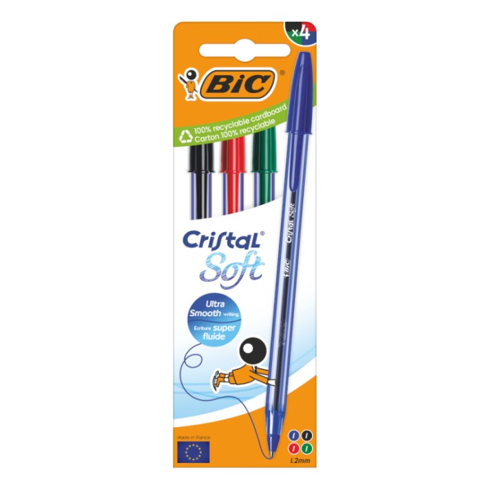 BIC Cristal Soft Nero, Blu, Verde, Rosso Penna...