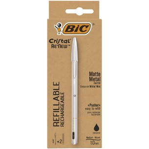 BIC Cristal Re'New, Penna Ricaricabile Nera a Sfera,...