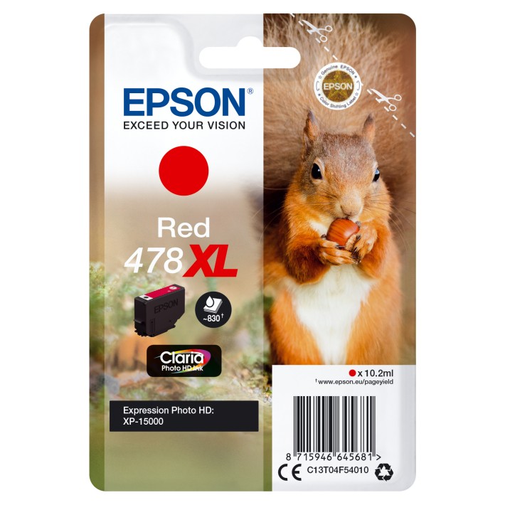 Epson Squirrel Singlepack Red 478XL Claria...