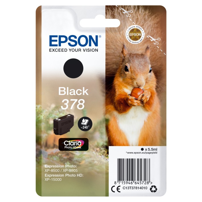 Epson Squirrel Singlepack Black 378 Claria...