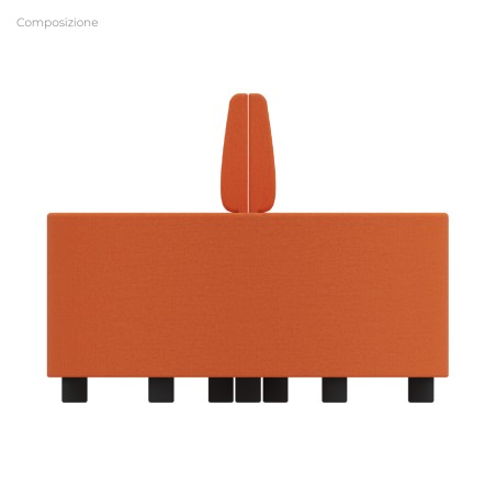 Composizione Flora - 2 Pouf Rettangolo Stretto - 2 Pouf Semicerchio e Fioriera - Altezza M6...