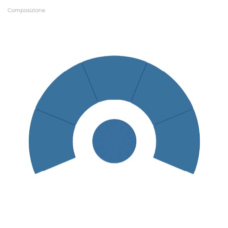 Composizione Flora - 5 Pouf Angolari Stretti - 1 Pouf Cilindro - Altezza M6 - Colore Blu Chiaro