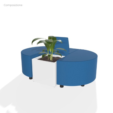 Composizione Flora - Pouf Rettangolo Stretto - 2 Pouf Semicerchio e Fioriera - Altezza M6 -...