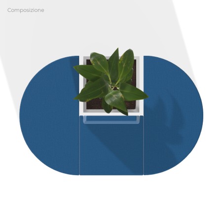 Composizione Flora - Pouf Rettangolo Stretto - 2 Pouf Semicerchio e Fioriera - Altezza M6 -...