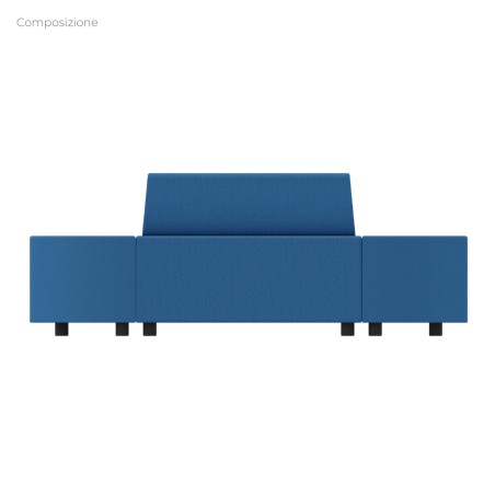 Composizione Flora - 2 Pouf Rettangolo Largo - 2 Pouf Semicerchio - Altezza M6 - Colore Blu...