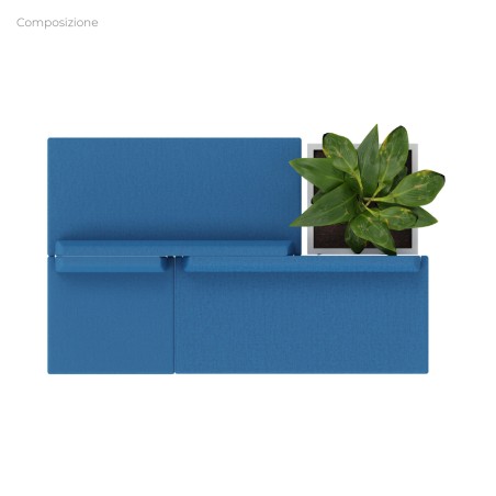 Composizione Flora - Pouf Rettangolo Stretto - 2 Pouf Rettangolo Largo e Fioriera - Altezza...