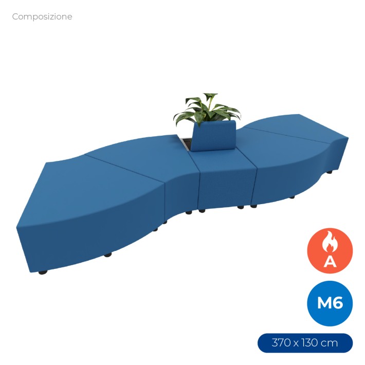 Composizione Flora - 4 Pouf Angolari - 1 Pouf...