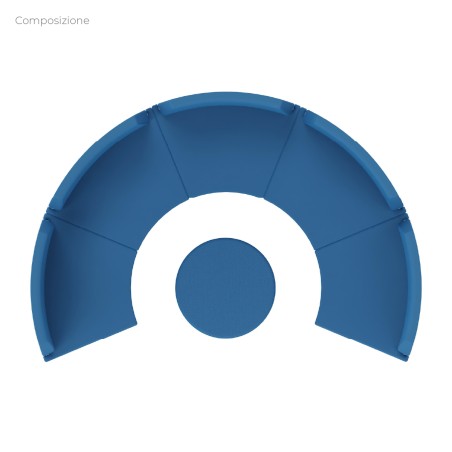 Composizione Flora - 5 Pouf Angolari Stretti con Schienale Alto - 1 Pouf Cilindro - Altezza...