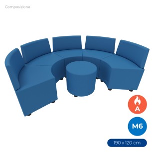 Composizione Flora - 5 Pouf Angolari Stretti con...