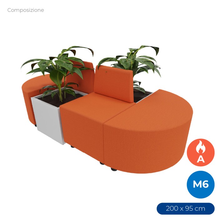 Composizione Flora - 2 Pouf Rettangolo Stretto...