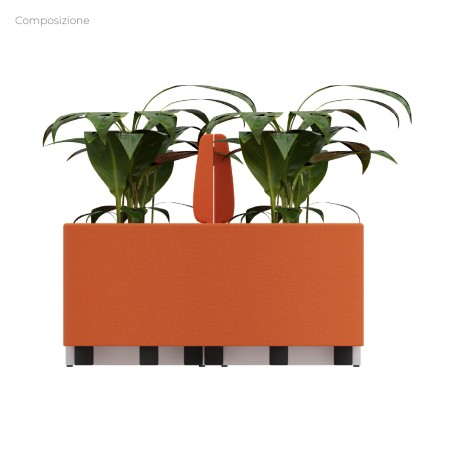 Composizione Flora - 2 Pouf Rettangolo Stretto - 2 Pouf Semicerchio e 2 Fioriere - Altezza...