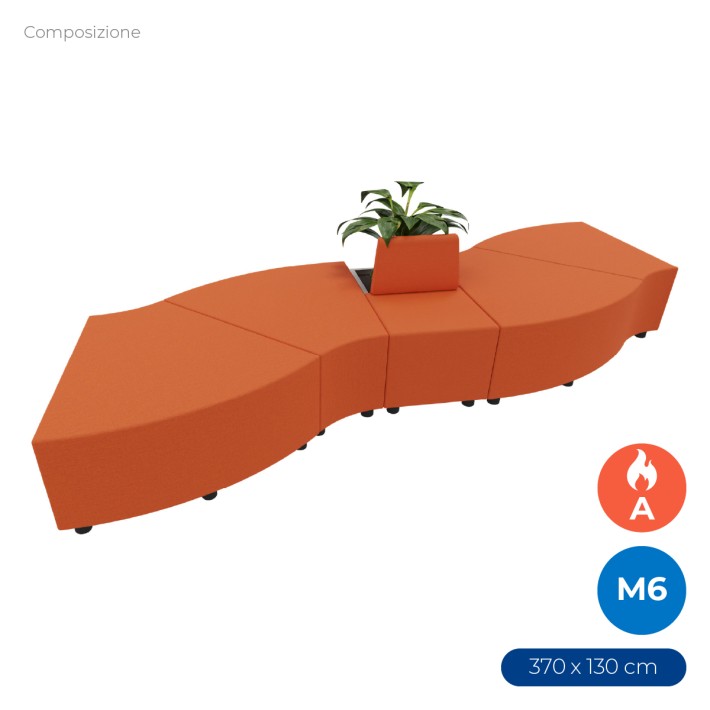 Composizione Flora - 4 Pouf Angolari - 1 Pouf...