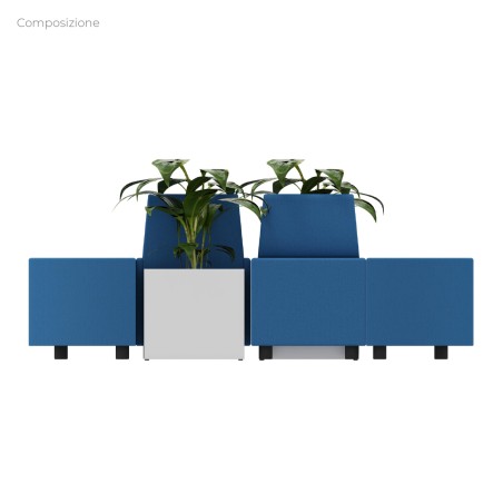 Composizione Flora - 2 Pouf Rettangolo Stretto - 2 Pouf Semicerchio e 2 Fioriere - Altezza...