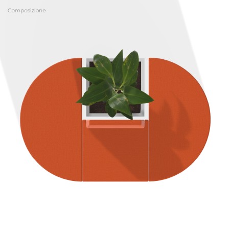 Composizione Flora - Pouf Rettangolo Stretto - 2 Pouf Semicerchio e Fioriera - Altezza M6 -...