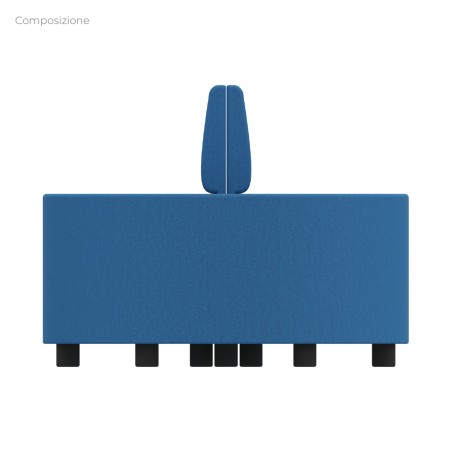 Composizione Flora - 2 Pouf Rettangolo Stretto - 2 Pouf Semicerchio e Fioriera - Altezza M6...