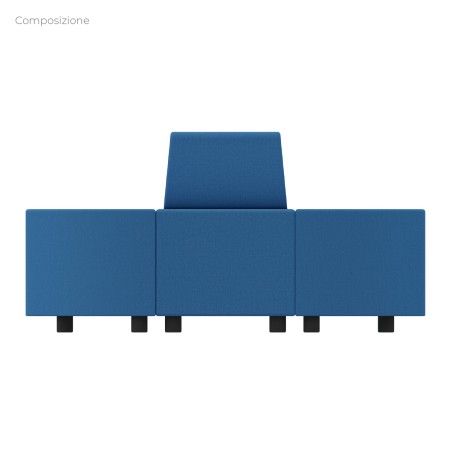 Composizione Flora - 2 Pouf Rettangolo Stretto - 2 Pouf Semicerchio e Fioriera - Altezza M6...