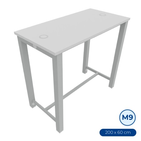 Tavolo Tiglio Lab in Melaminico con Piedini e Poggiapiedi - Dimensioni 200x60x107,2 cm -...