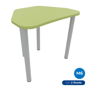 Tavolo Pino Trapezio 4 Gambe in Melaminico con 2 Ruote -...