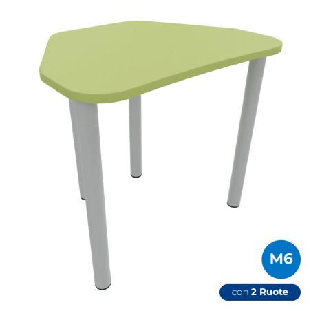Tavolo Pino Trapezio 4 Gambe in Melaminico con 2 Ruote - Dimensioni 75,5 x 58,5 x 76 cm -...