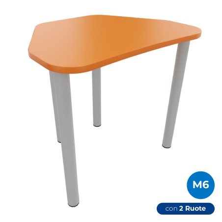 Tavolo Pino Trapezio 4 Gambe in Melaminico con 2  Ruote - Dimensioni 75,5 x 58,5 x 76cm -...