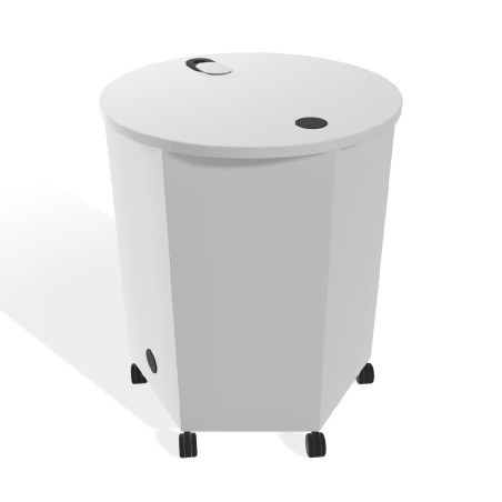 Tavolo Pino C Elettrificato Circolare in Melaminico con Ruote - Diametro 72,8cm - Altezza...