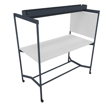 Tavolo Tiglio Stile Co-Working in Melaminico con Ruote,Lavagna e Porta Monitor - Dimensioni...