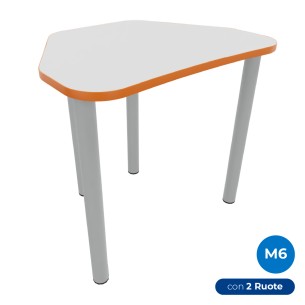 Tavolo Pino Trapezio 4 Gambe in Melaminico con 2 Ruote -...