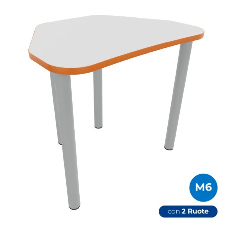 Tavolo Pino Trapezio 4 Gambe in Melaminico con 2 Ruote - Dimensioni 75,5 x 58,5 x 76cm -...