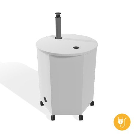 Tavolo Pino C Elettrificato Circolare in Melaminico con Ruote - Diametro 72,8cm - Altezza...