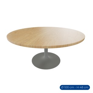 Tavolo Tiglio Circolare in Melaminico con Base a Calice -...