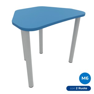 Tavolo Pino Trapezio 4 Gambe in Melaminico con 2 Ruote -...