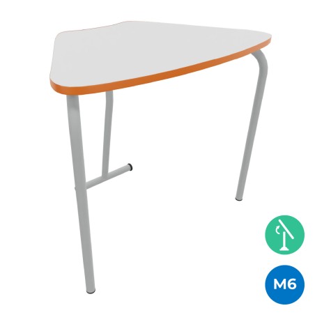 Tavolo Pino RB a Spicchio di Cerchio - Dimensioni 83x55,5x76 cm (M6) - Colore Bianco Bordo...