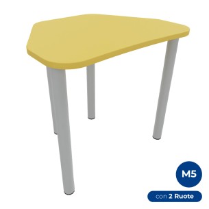 Tavolo Pino Trapezio 4 Gambe in Melaminico con 2 Ruote -...