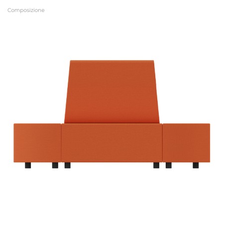 Composizione Flora - 2 Pouf Rettangolo Largo - 2 Pouf Semicerchio e Fioriera - Altezza M6 -...