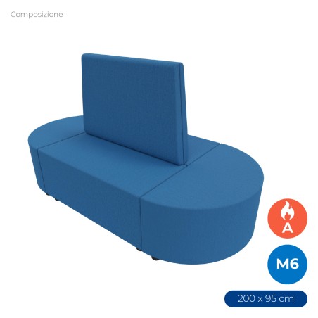 Composizione Flora - 2 Pouf Rettangolo Largo - 2 Pouf Semicerchio e Fioriera - Altezza M6 -...