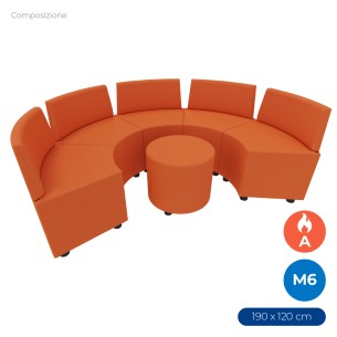 Composizione Flora - 5 Pouf Angolari Stretti con...