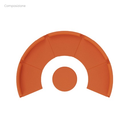 Composizione Flora - 5 Pouf Angolari Stretti con Schienale Basso - 1 Pouf Cilindro - Altezza...