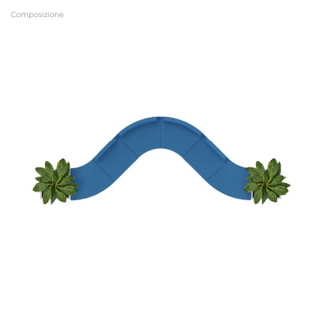 Composizione Flora - 6 Pouf Angolari/Rettangolo Stretti (schienale basso) e 2 Fioriere -...