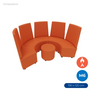 Composizione Flora - 5 Pouf Angolari Stretti con...