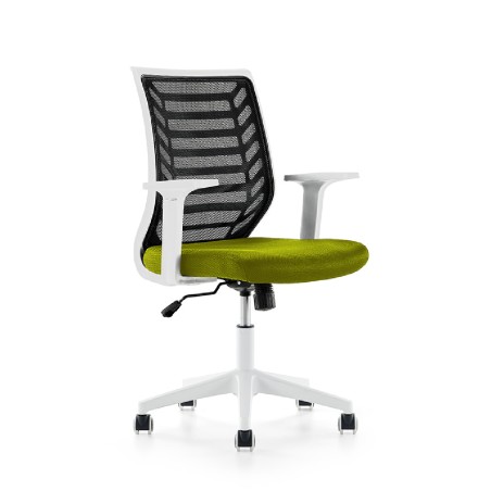 Sedia da Ufficio Modello 907W su Ruote - Colore Bianco/Verde