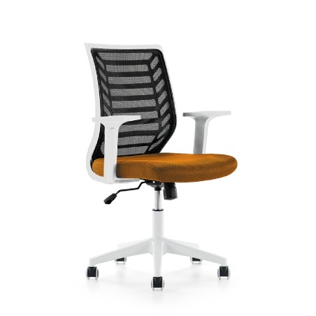 Sedia da Ufficio Modello 907W su Ruote - Colore Bianco/Arancione