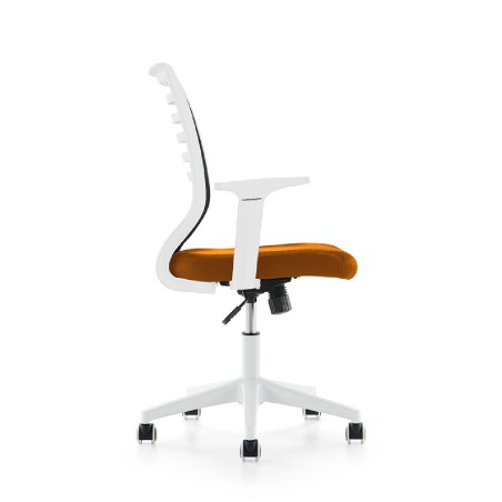Sedia da Ufficio Modello 907W su Ruote - Colore Bianco/Arancione