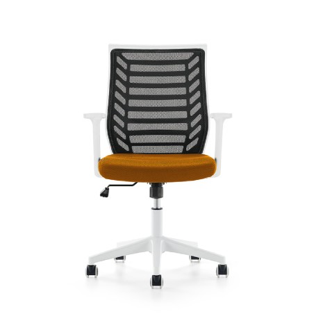 Sedia da Ufficio Modello 907W su Ruote - Colore Bianco/Arancione