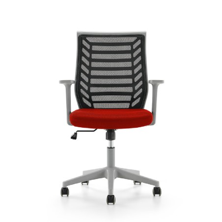 Sedia da Ufficio Modello 907G su Ruote - Colore Grigio/Rosso